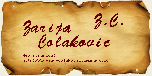 Zarija Čolaković vizit kartica